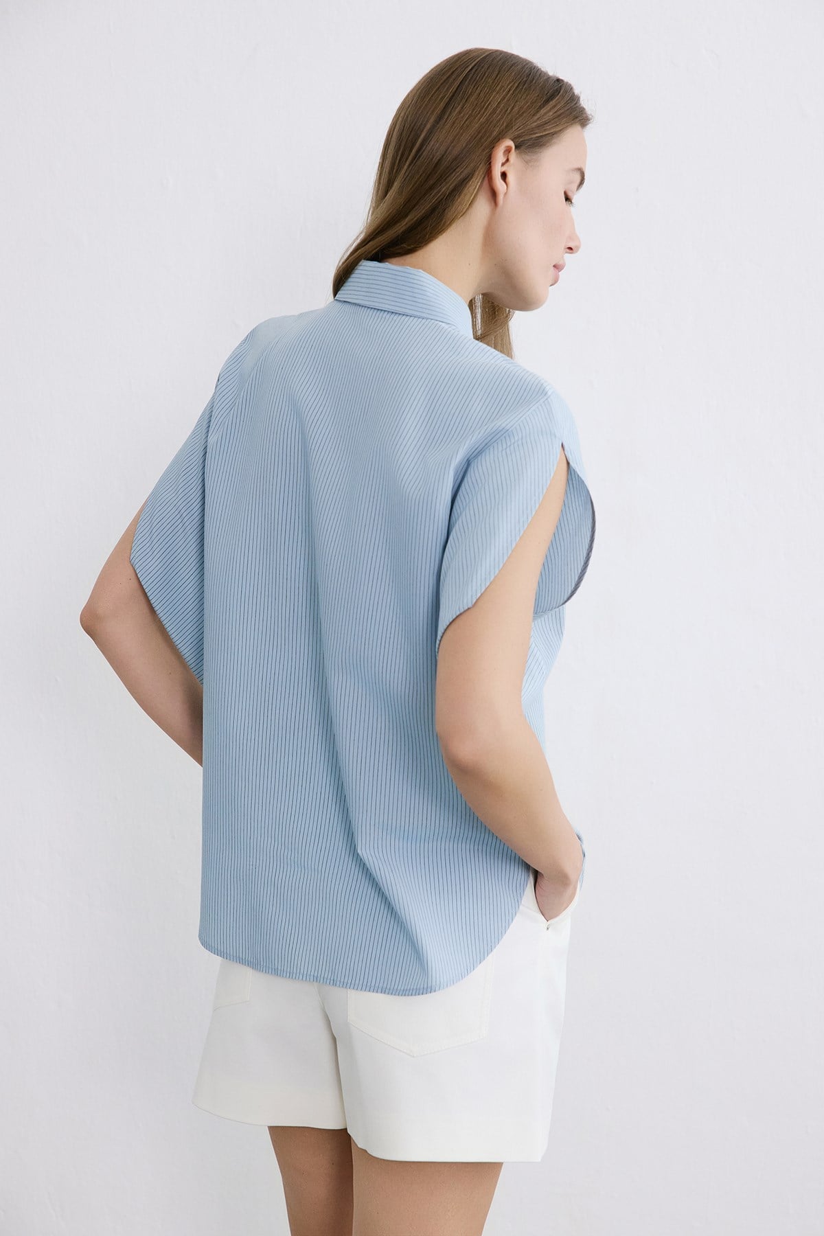 Striped Dropped Sleeve  Shirt