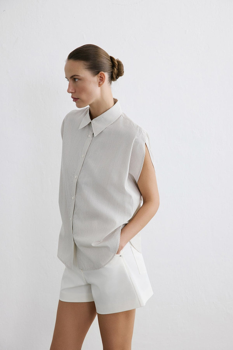Striped Dropped Sleeve  Shirt