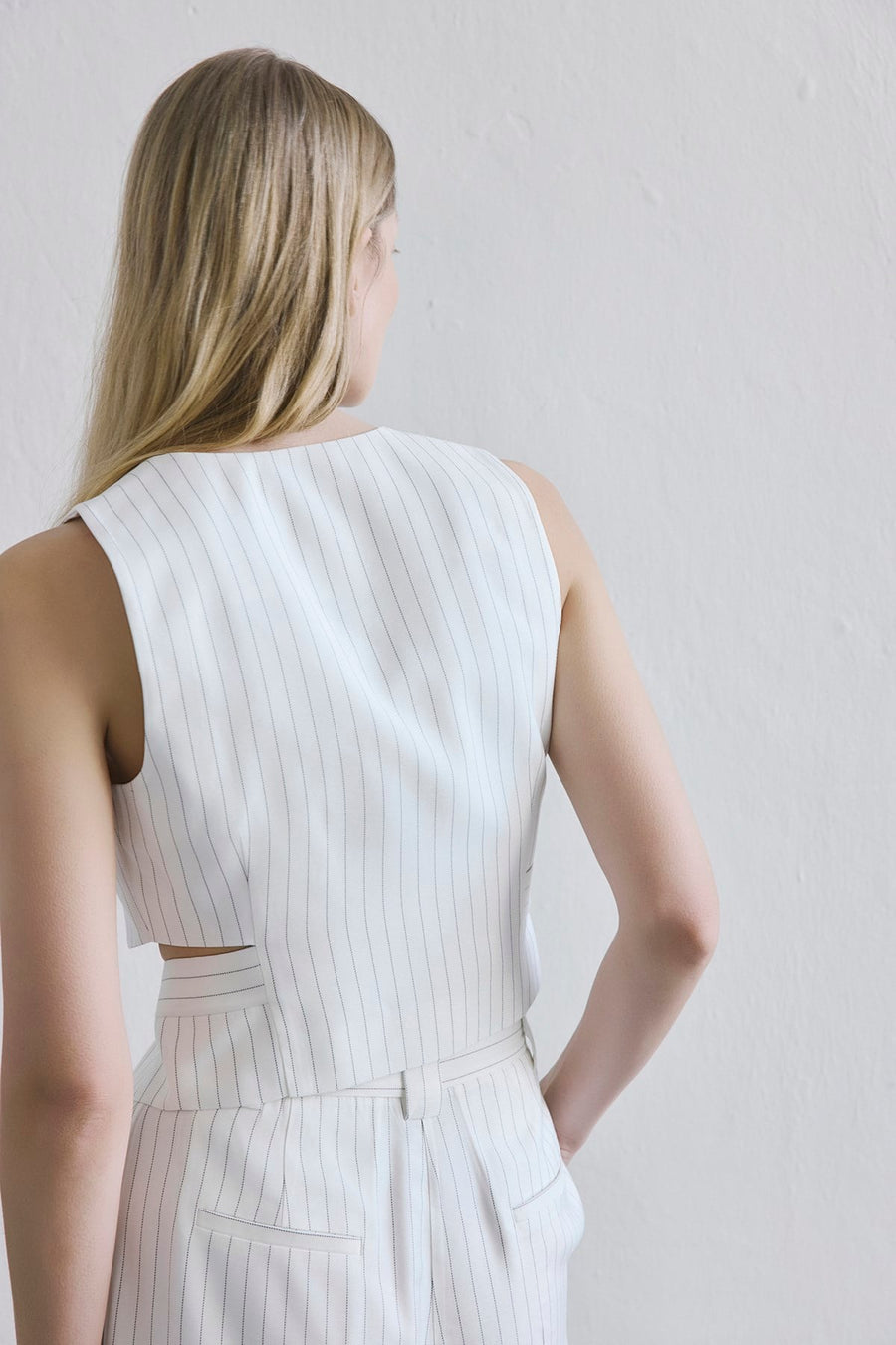 Striped Flap Pocket  Vest