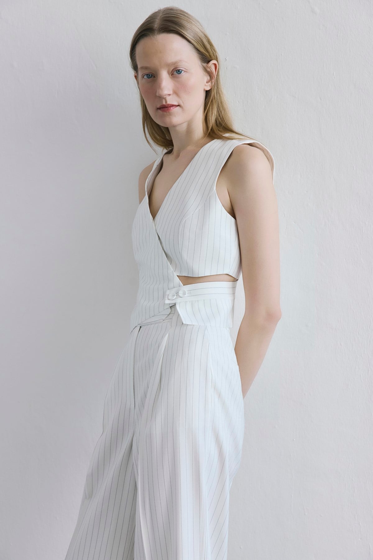 Striped Flap Pocket  Vest