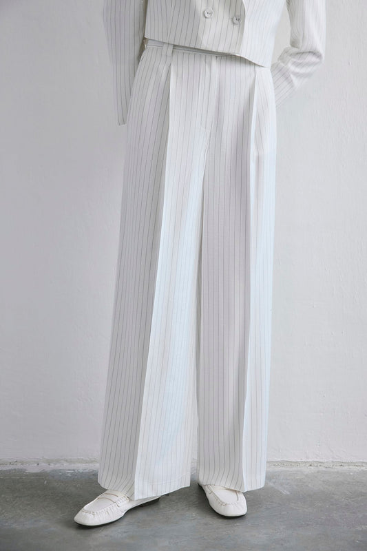 Striped High Waist Wide Leg  Pants