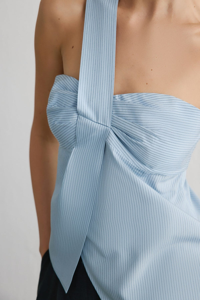 Striped One Shoulder Asymmetric  Blouse