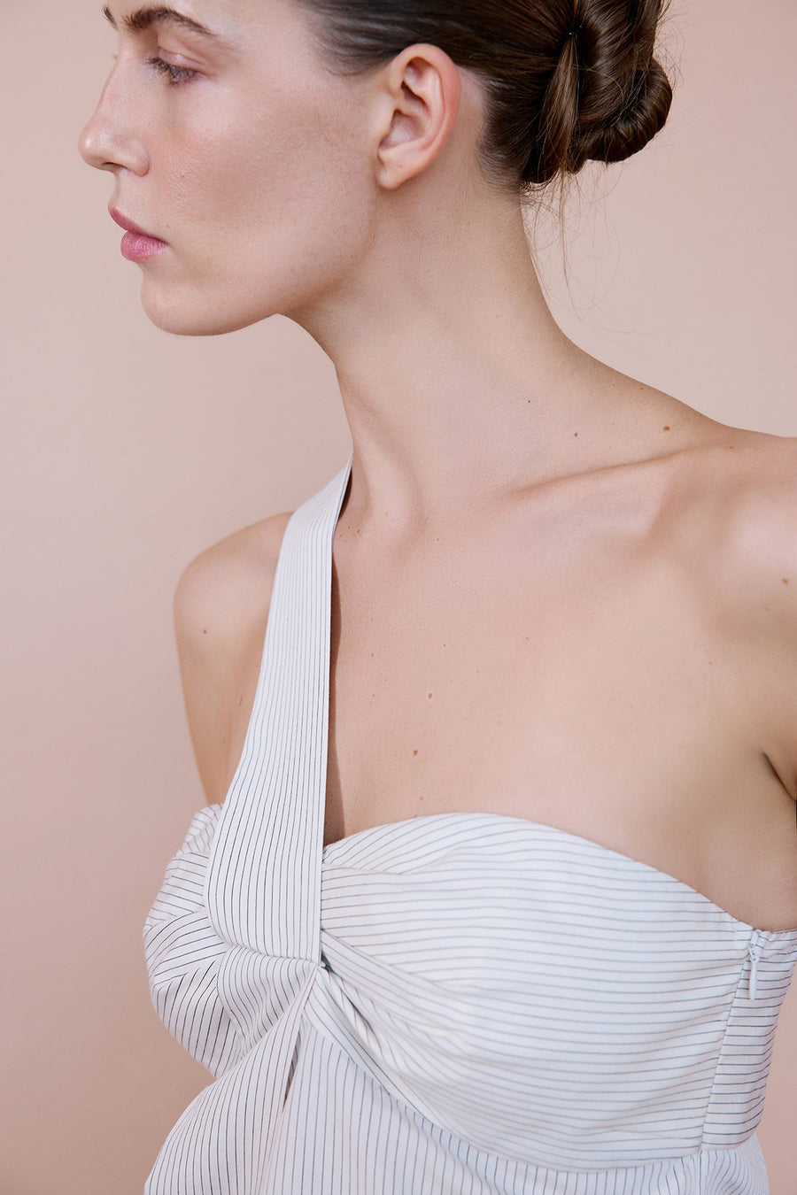 Striped One Shoulder Asymmetric  Blouse