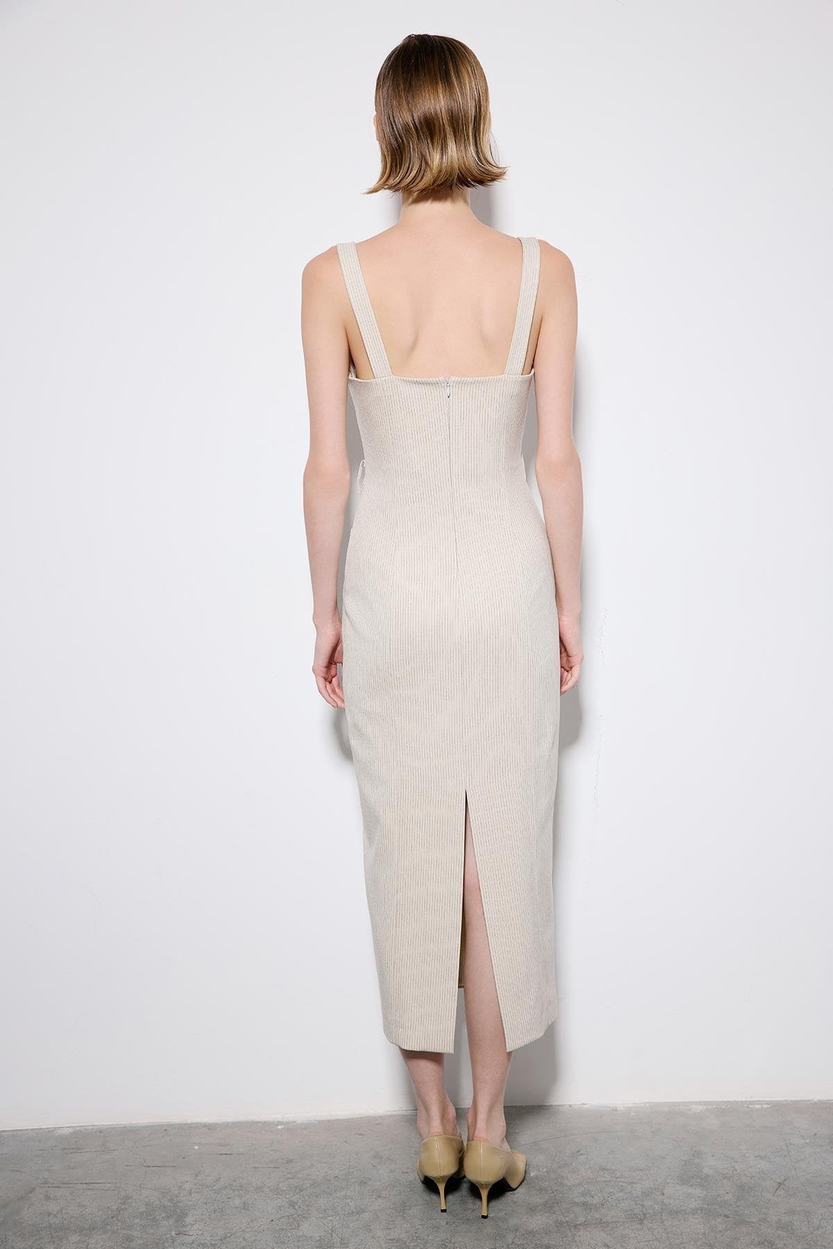 Striped Sleeveless  Midi Dress