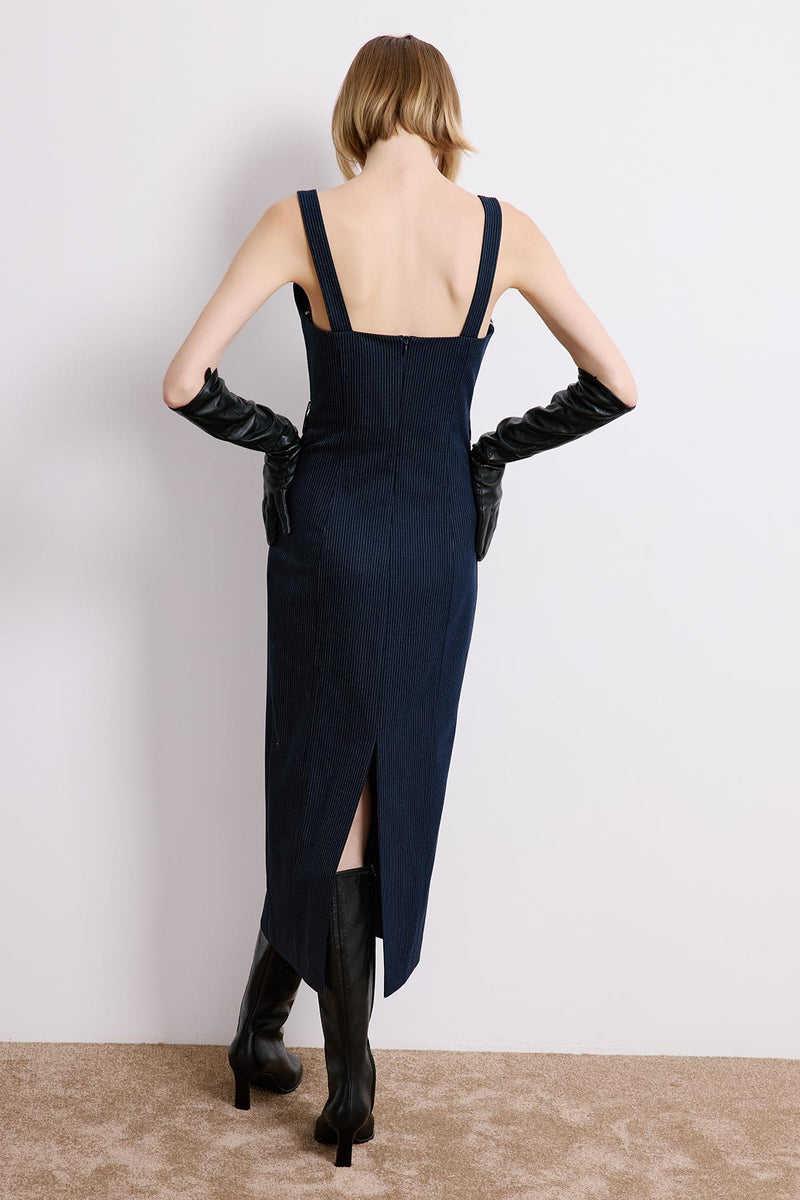 Striped Sleeveless  Midi Dress