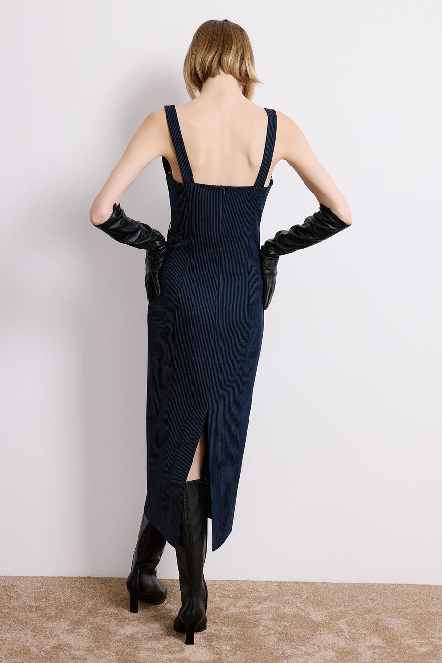 Striped Sleeveless  Midi Dress