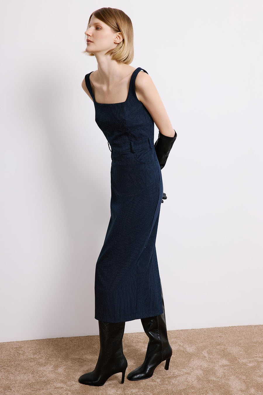 Striped Sleeveless  Midi Dress