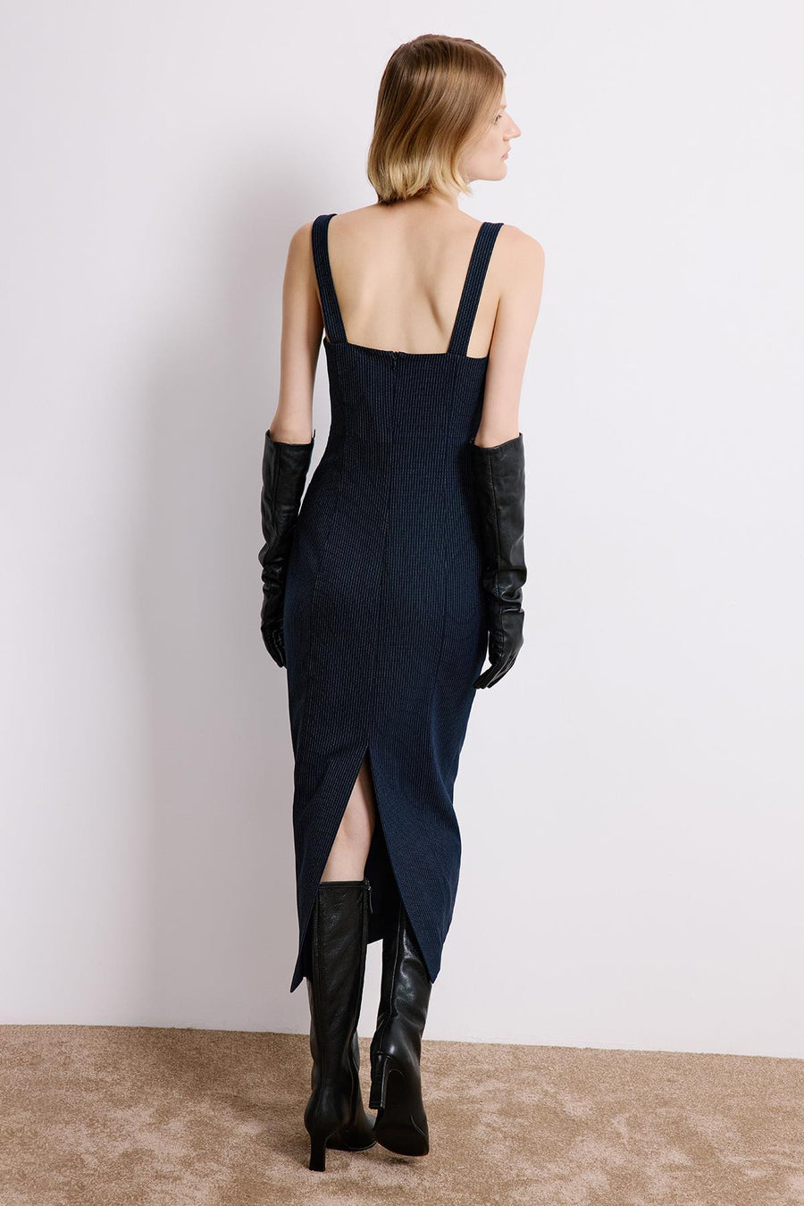 Striped Sleeveless  Midi Dress