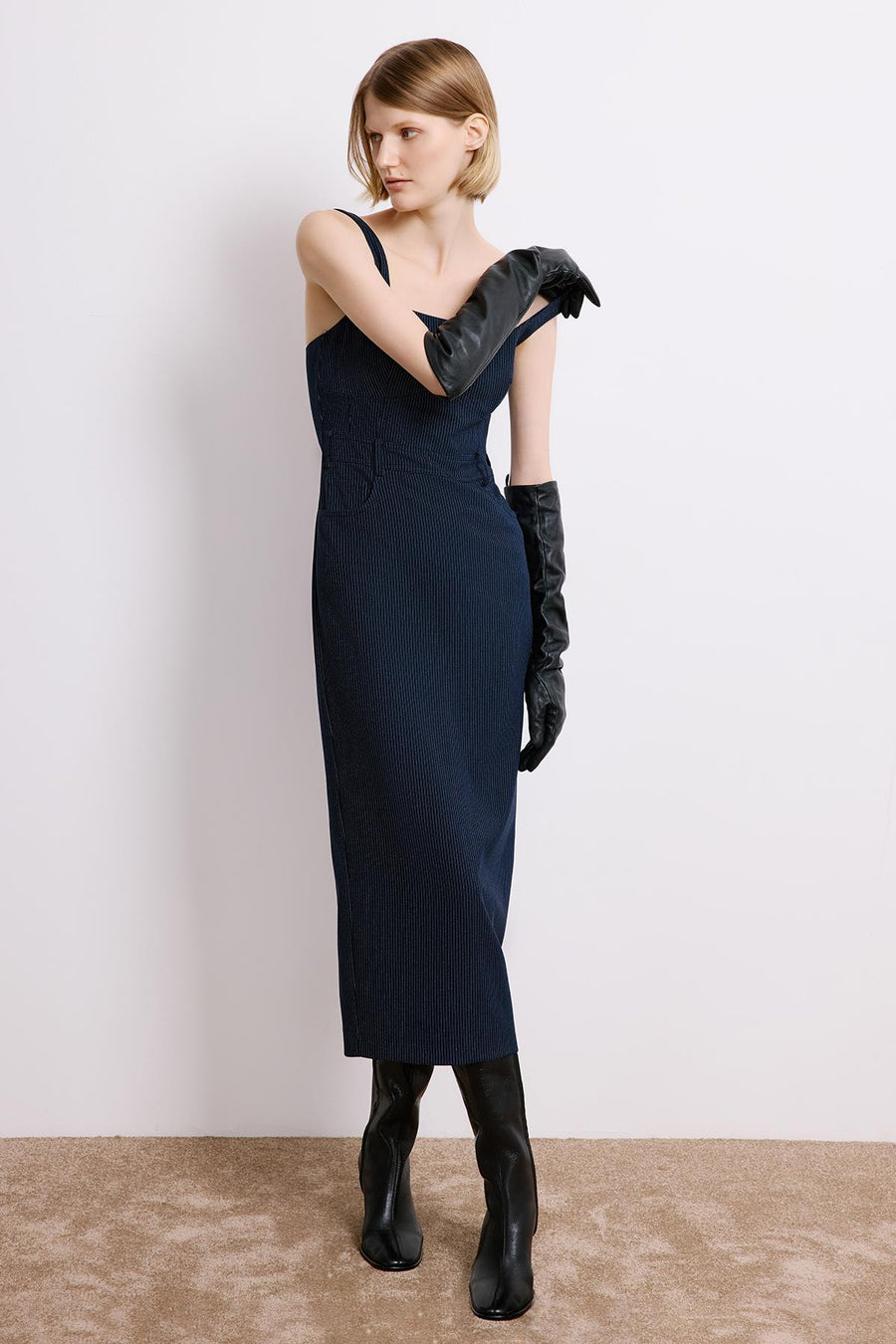 Striped Sleeveless  Midi Dress