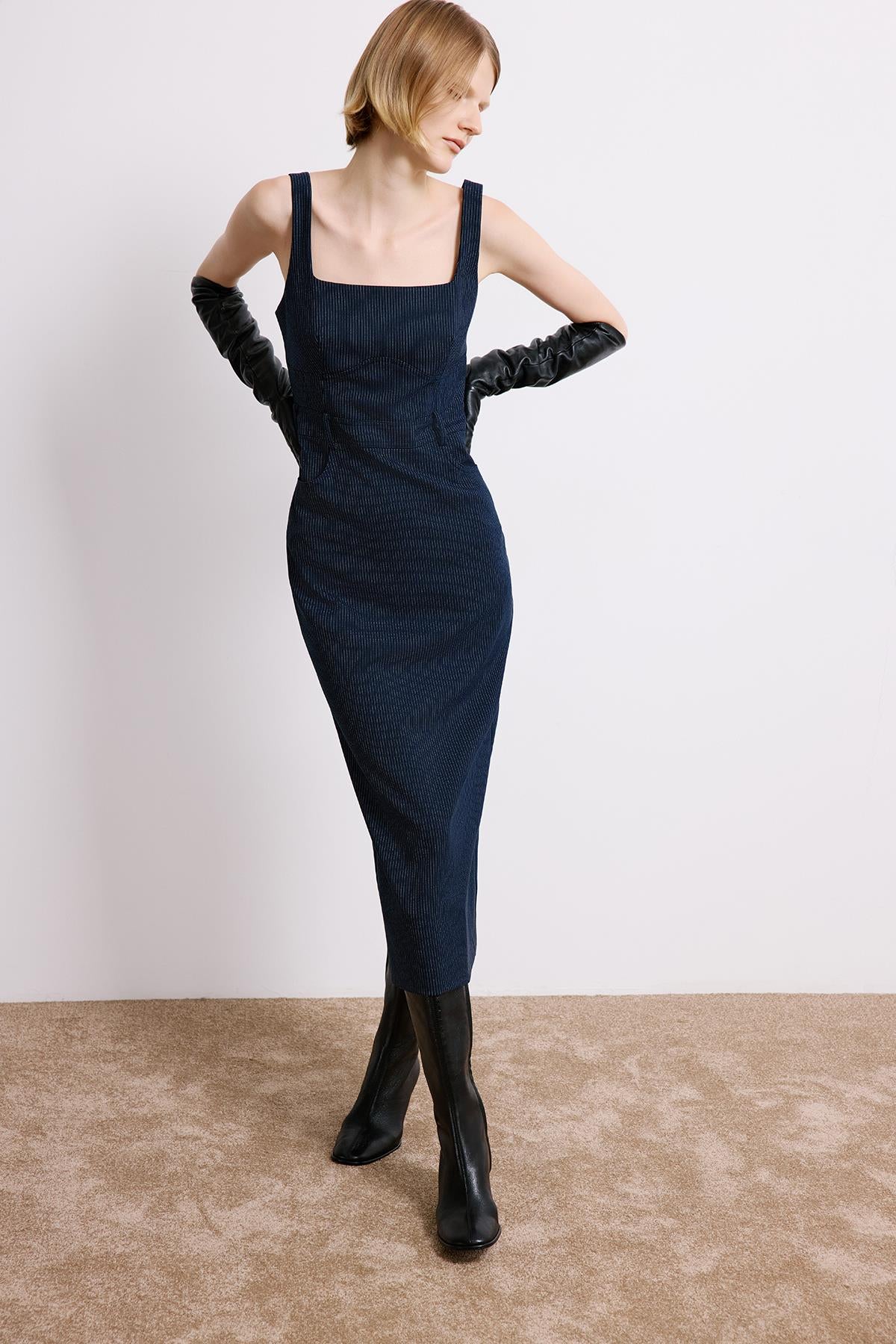 Striped Sleeveless  Midi Dress