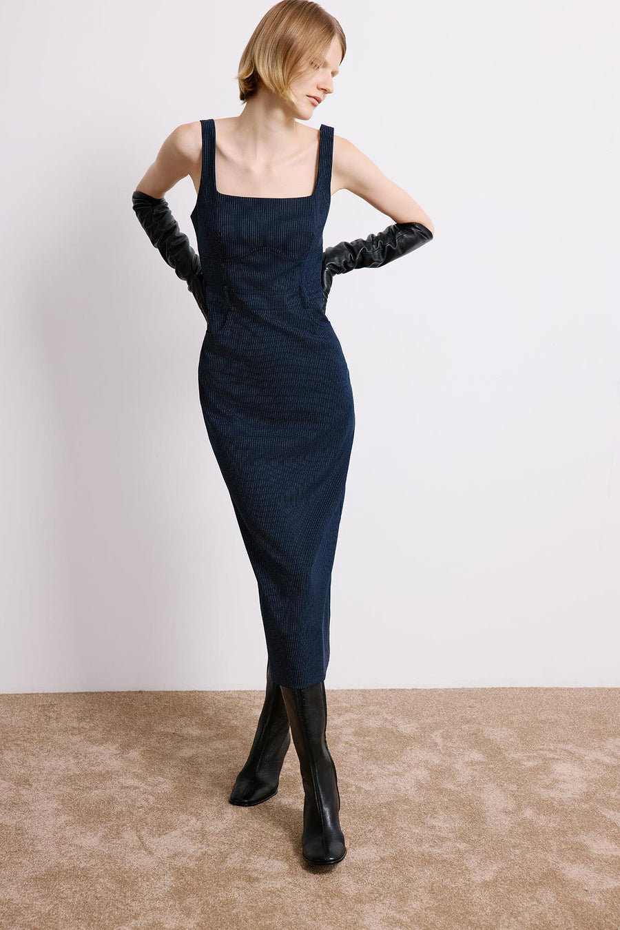 Striped Sleeveless  Midi Dress