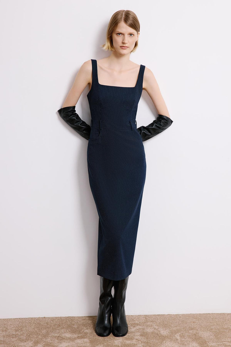 Striped Sleeveless  Midi Dress