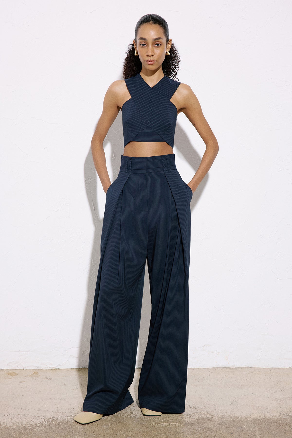 Striped  Wide Leg Trousers