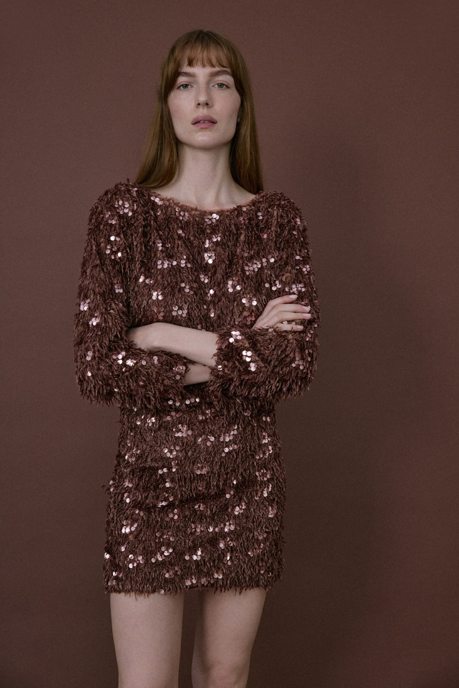 Textured Sequin Embroidered Mini  Skirt