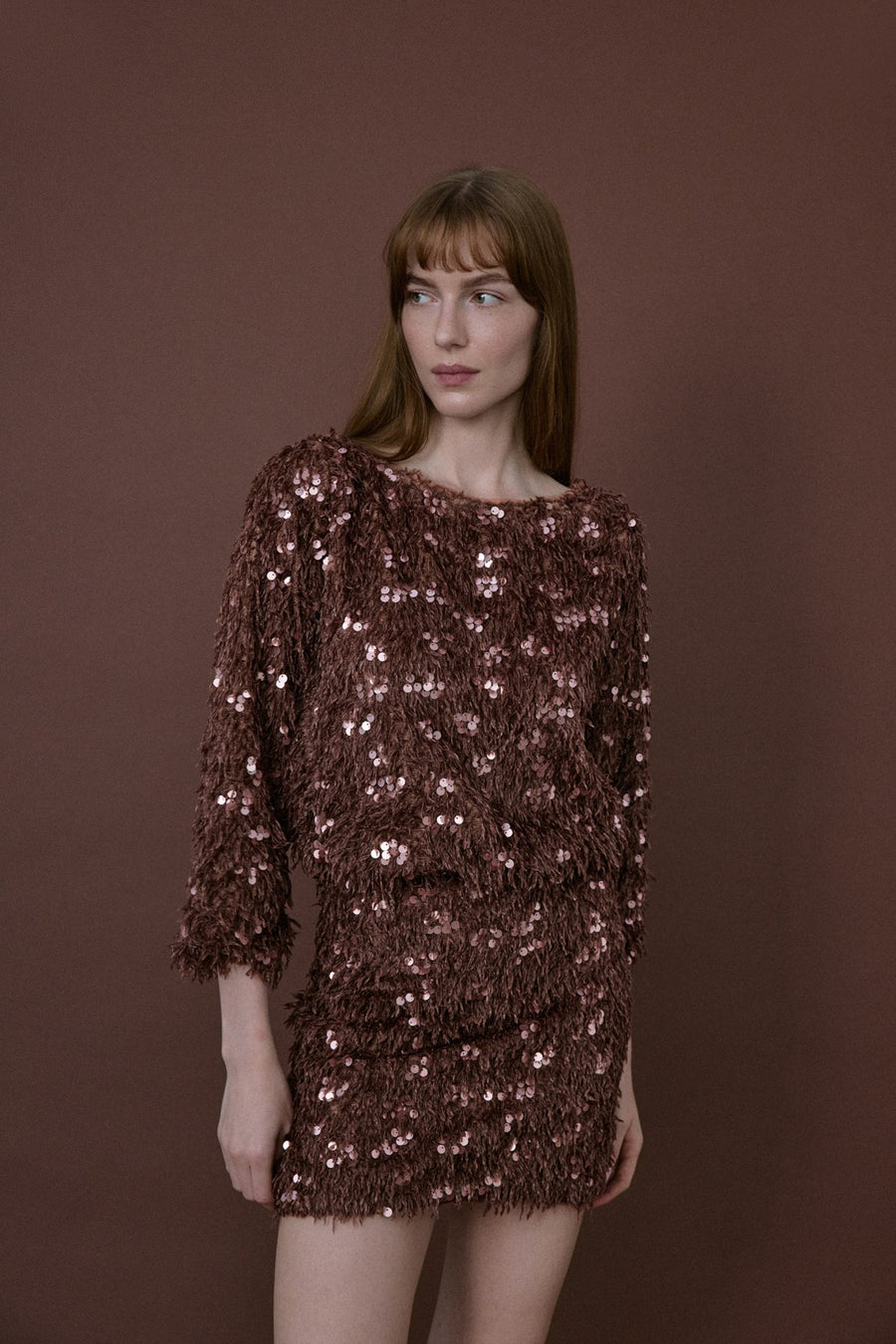 Textured Sequin Embroidered Mini  Skirt