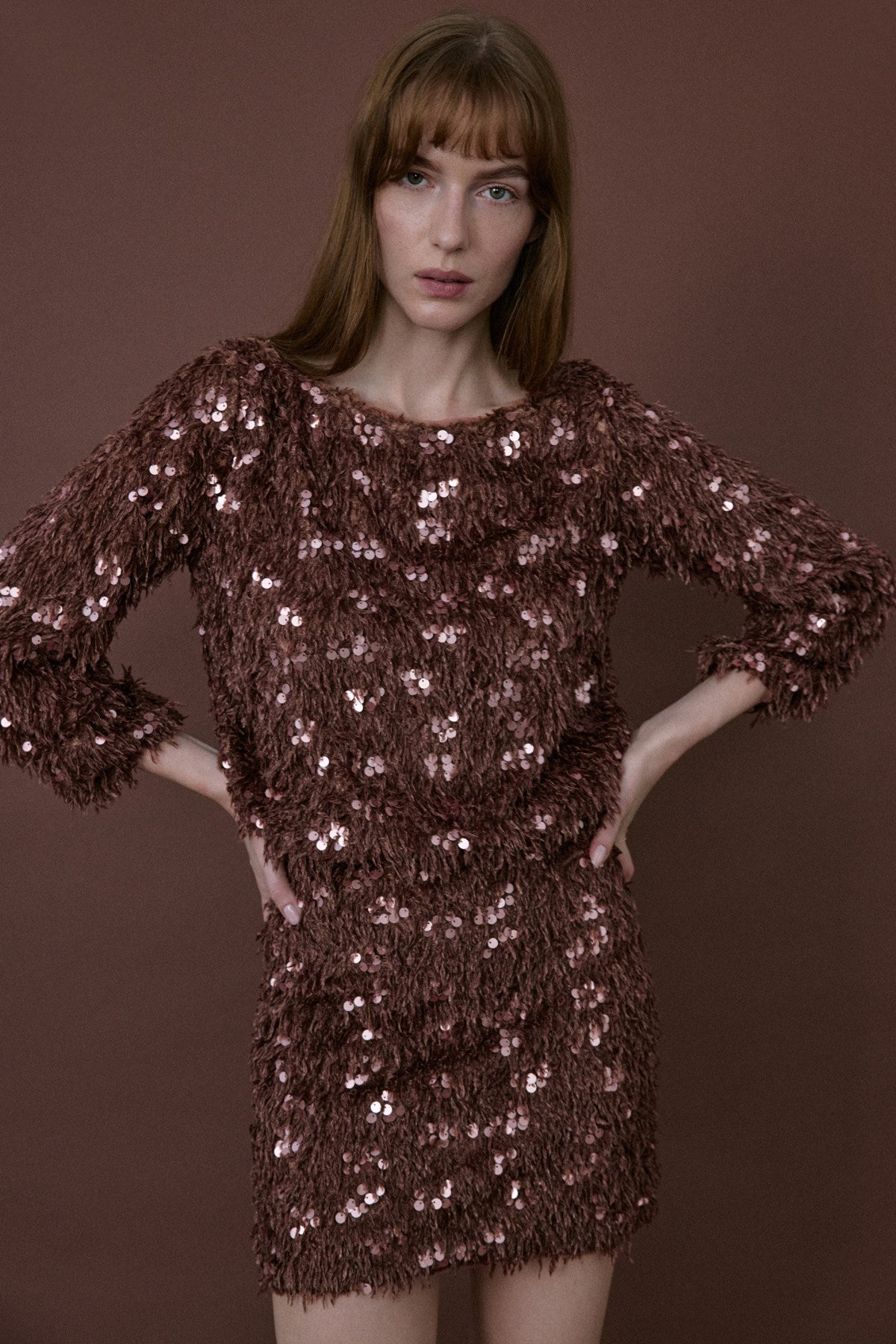 Textured Sequin Embroidered Mini  Skirt