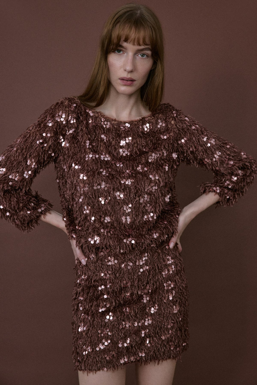 Textured Sequin Embroidered Mini  Skirt