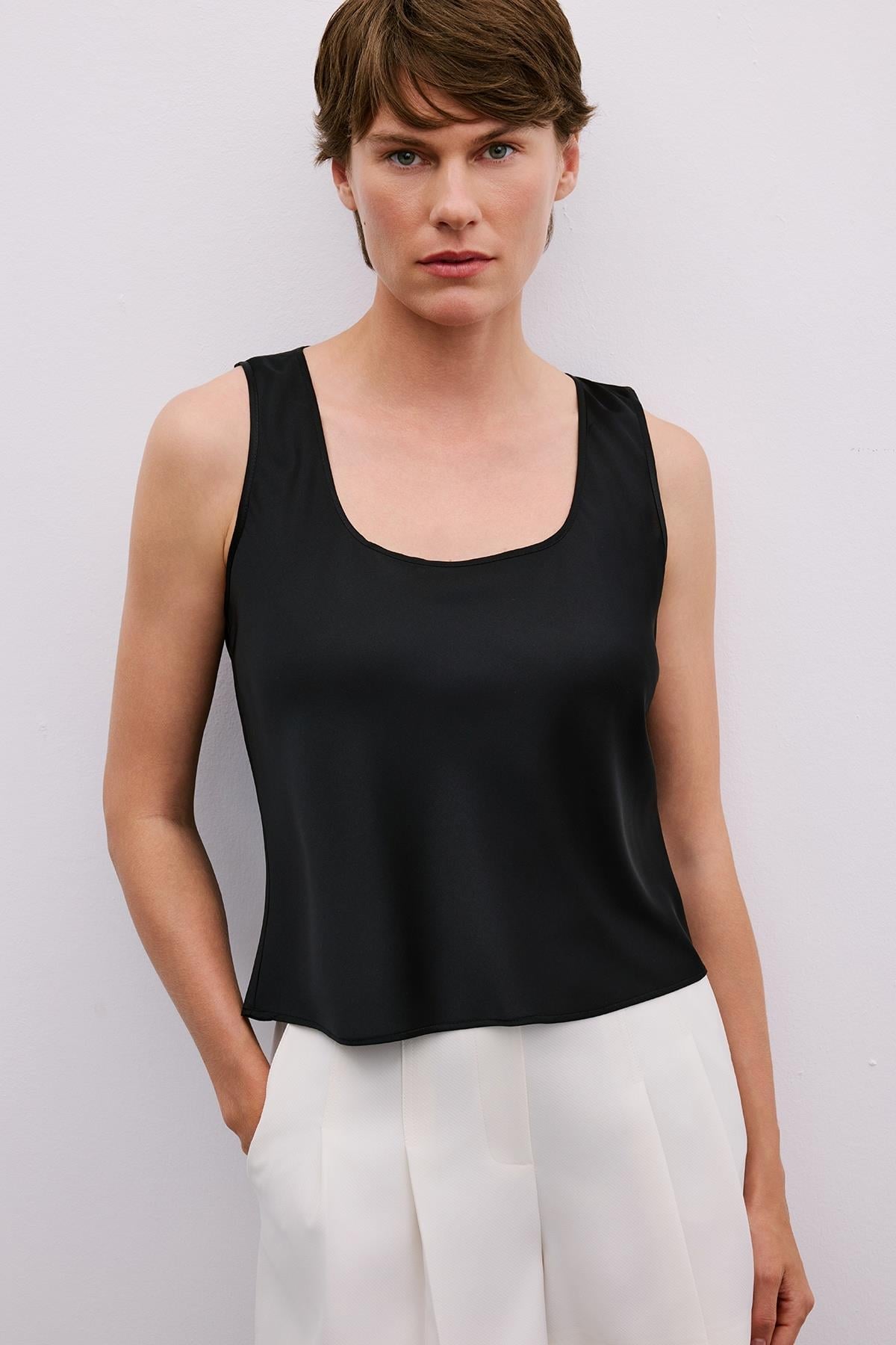 Thick Strap Square Neck  Blouse