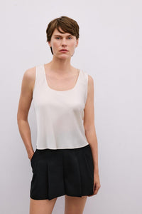 Ecru Thick Strap Square Neck Blouse