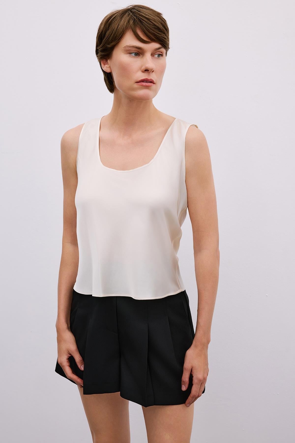 Thick Strap Square Neck  Blouse