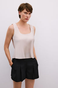 Pink Thick Strap Square Neck  Blouse