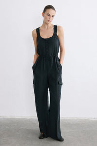 Black Thick Strap Wide Leg Jumpsuit
