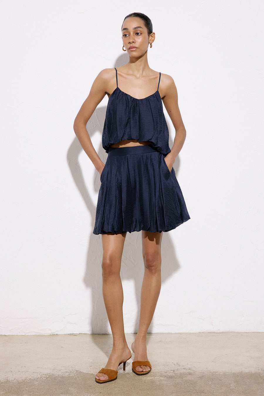 Thin Strap Crop  Blue Blouse