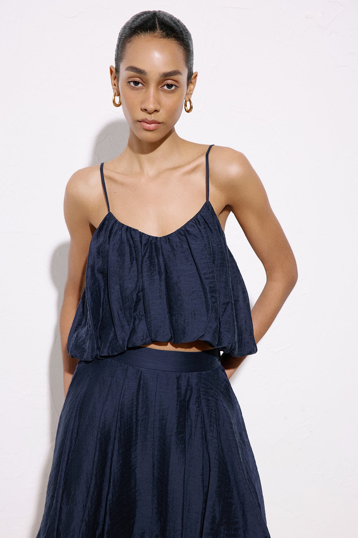 Thin Strap Crop  Blue Blouse