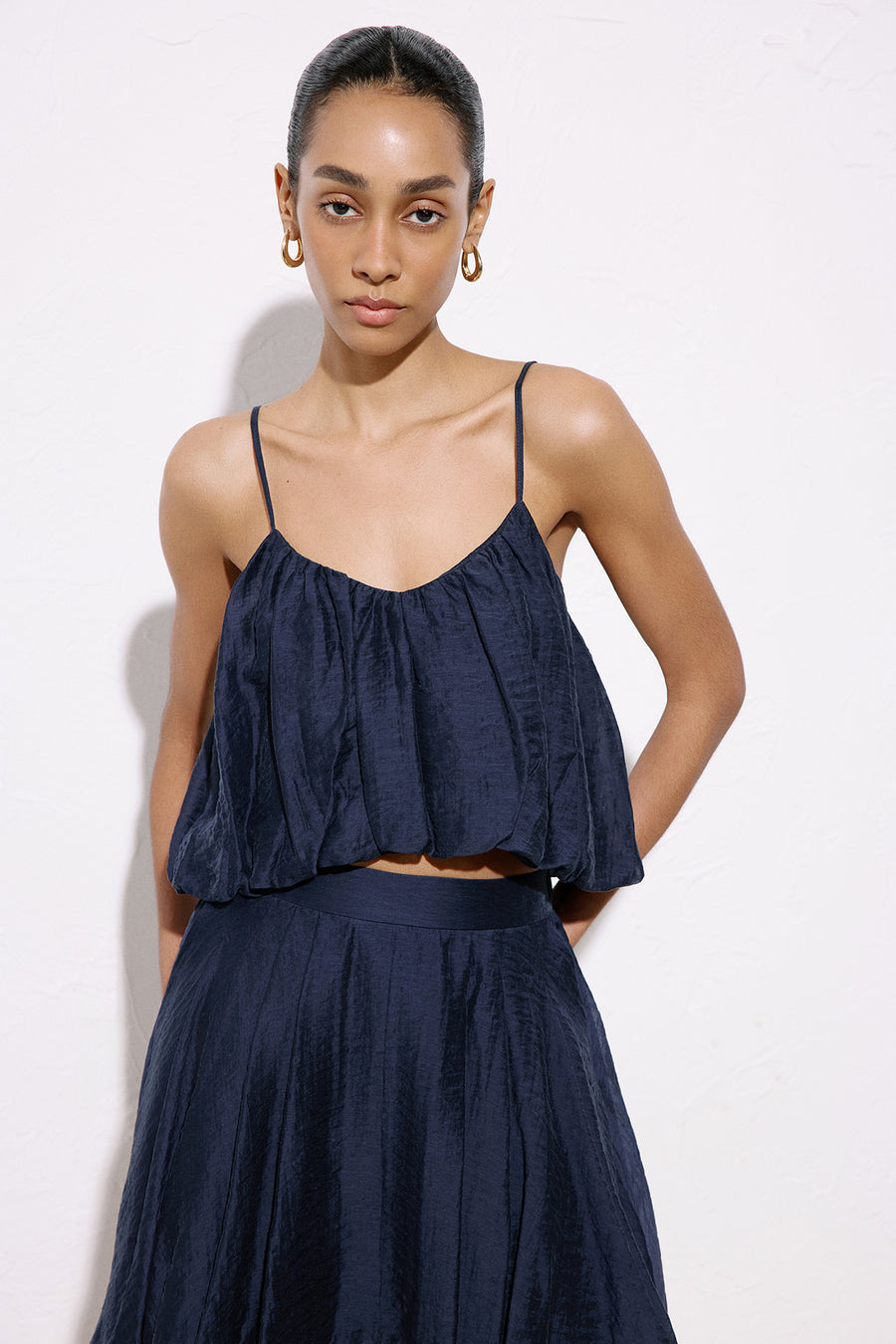 Thin Strap Crop  Blue Blouse