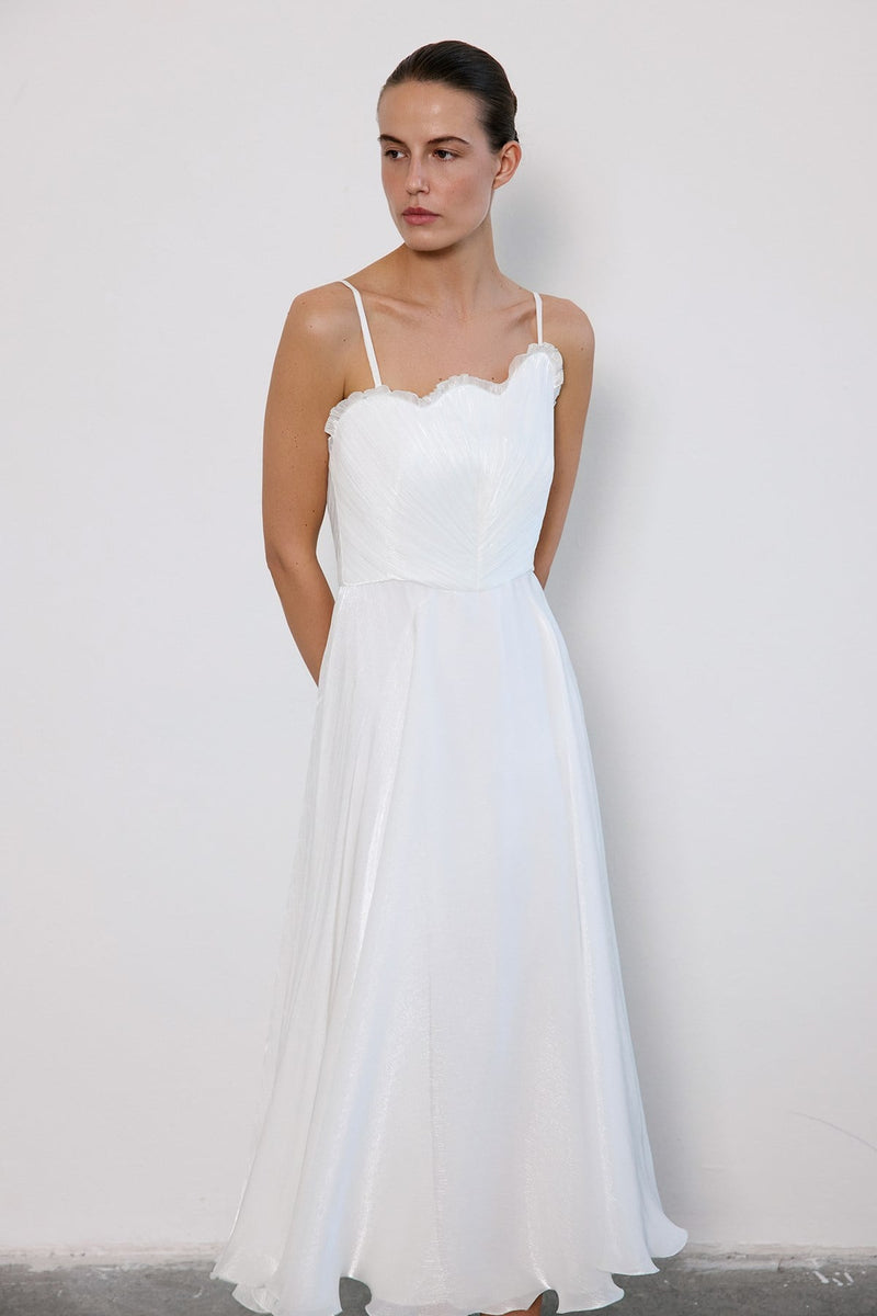 Thin Strap Flared Midi  Dress