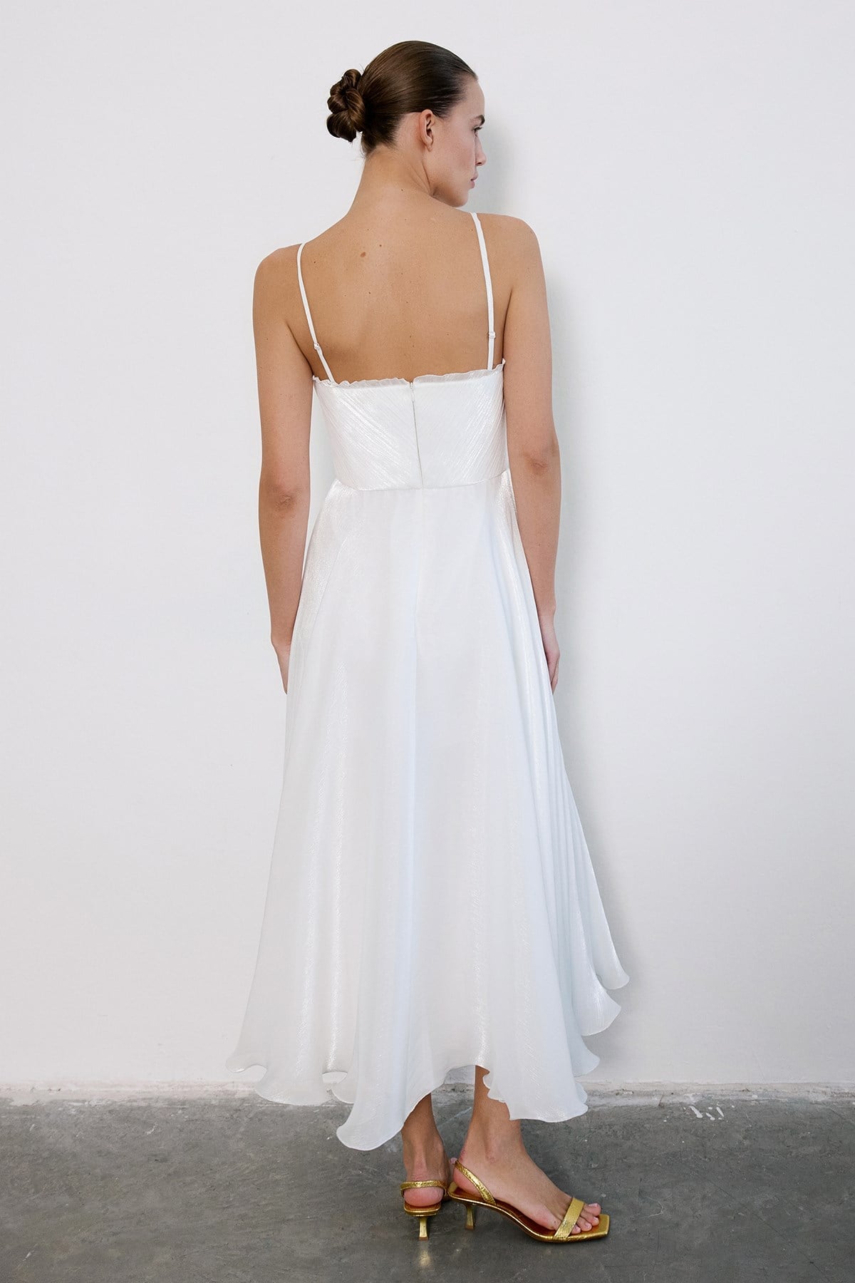 Thin Strap Flared Midi  Dress