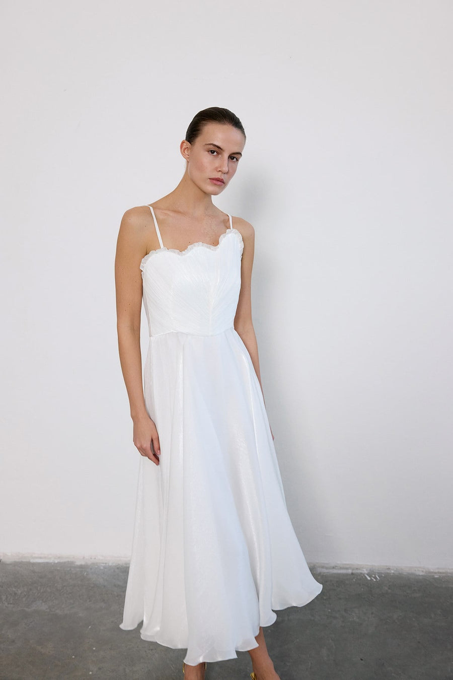 Thin Strap Flared Midi  Dress