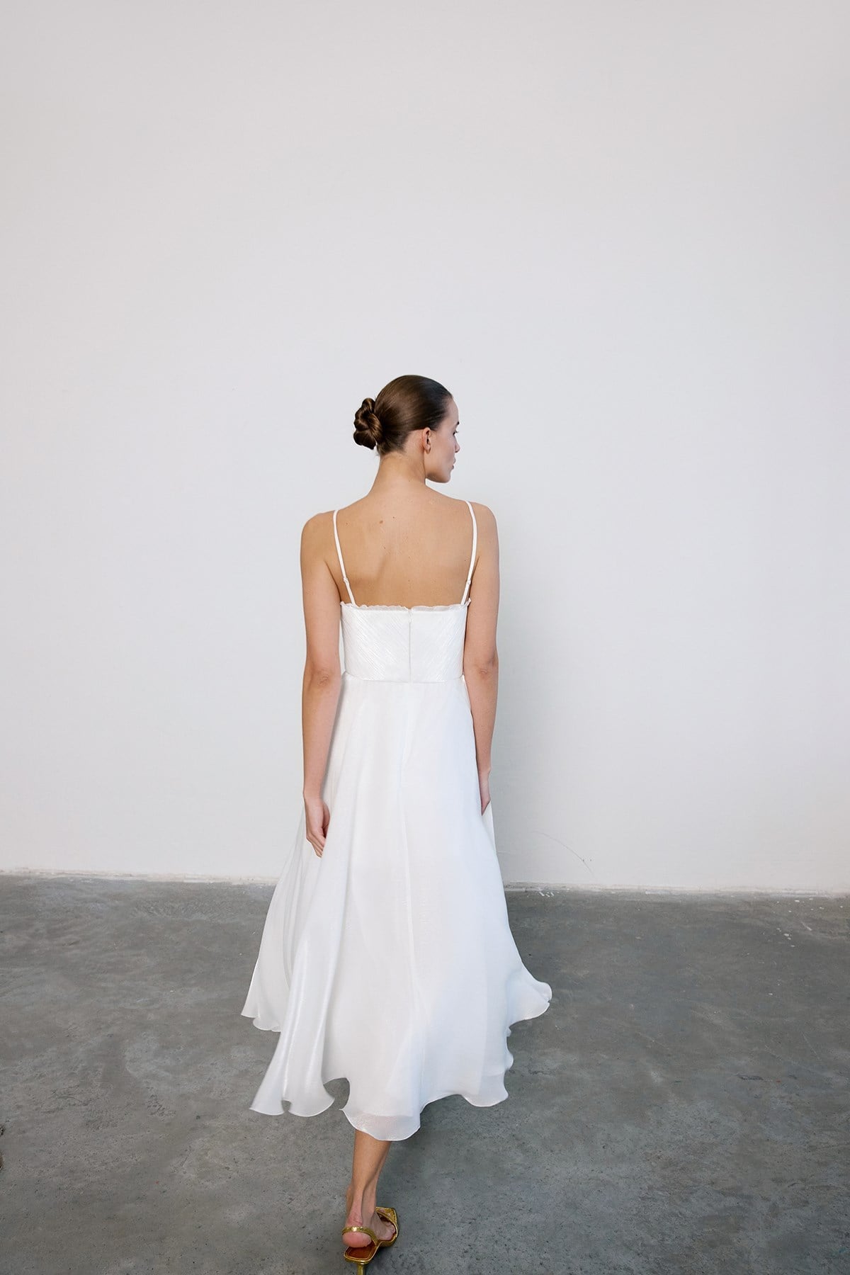 Thin Strap Flared Midi  Dress