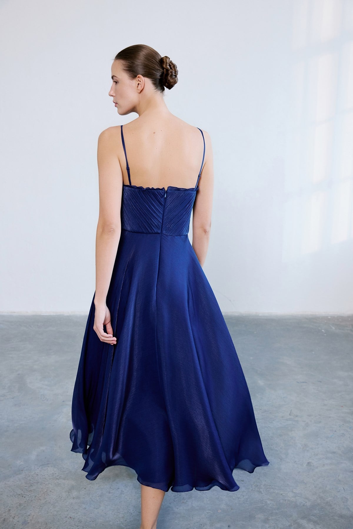 Thin Strap Flared Midi  Dress