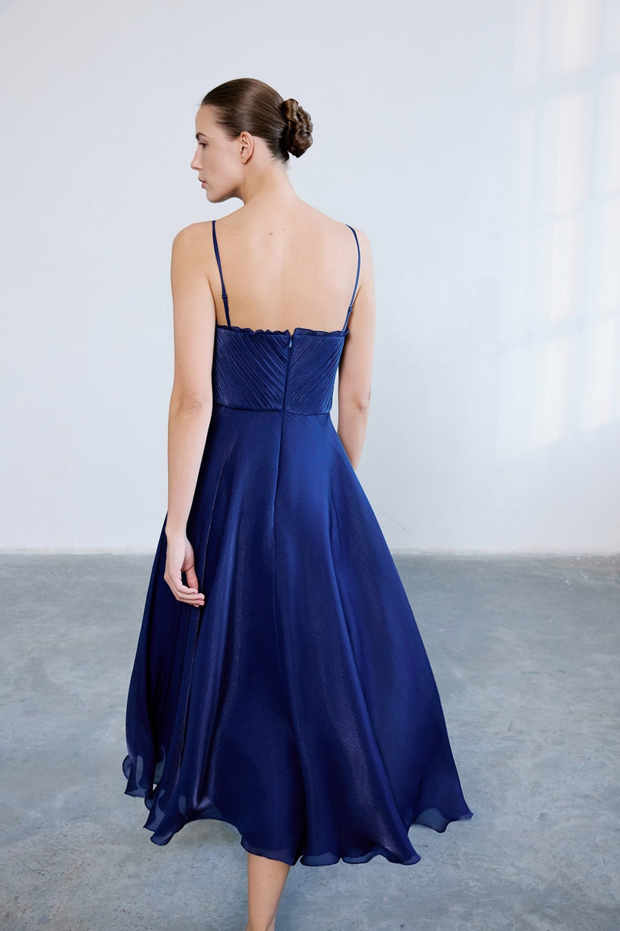 Thin Strap Flared Midi  Dress