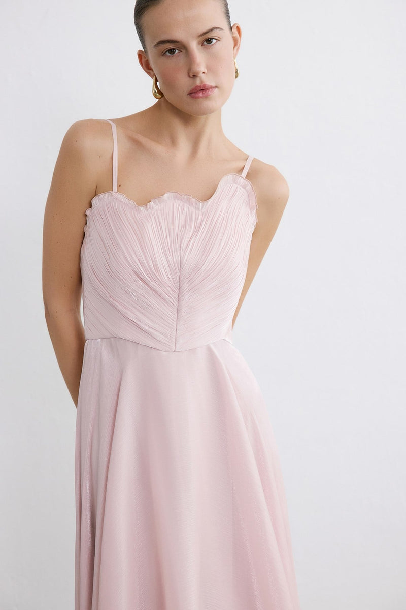 Thin Strap Flared Midi  Dress