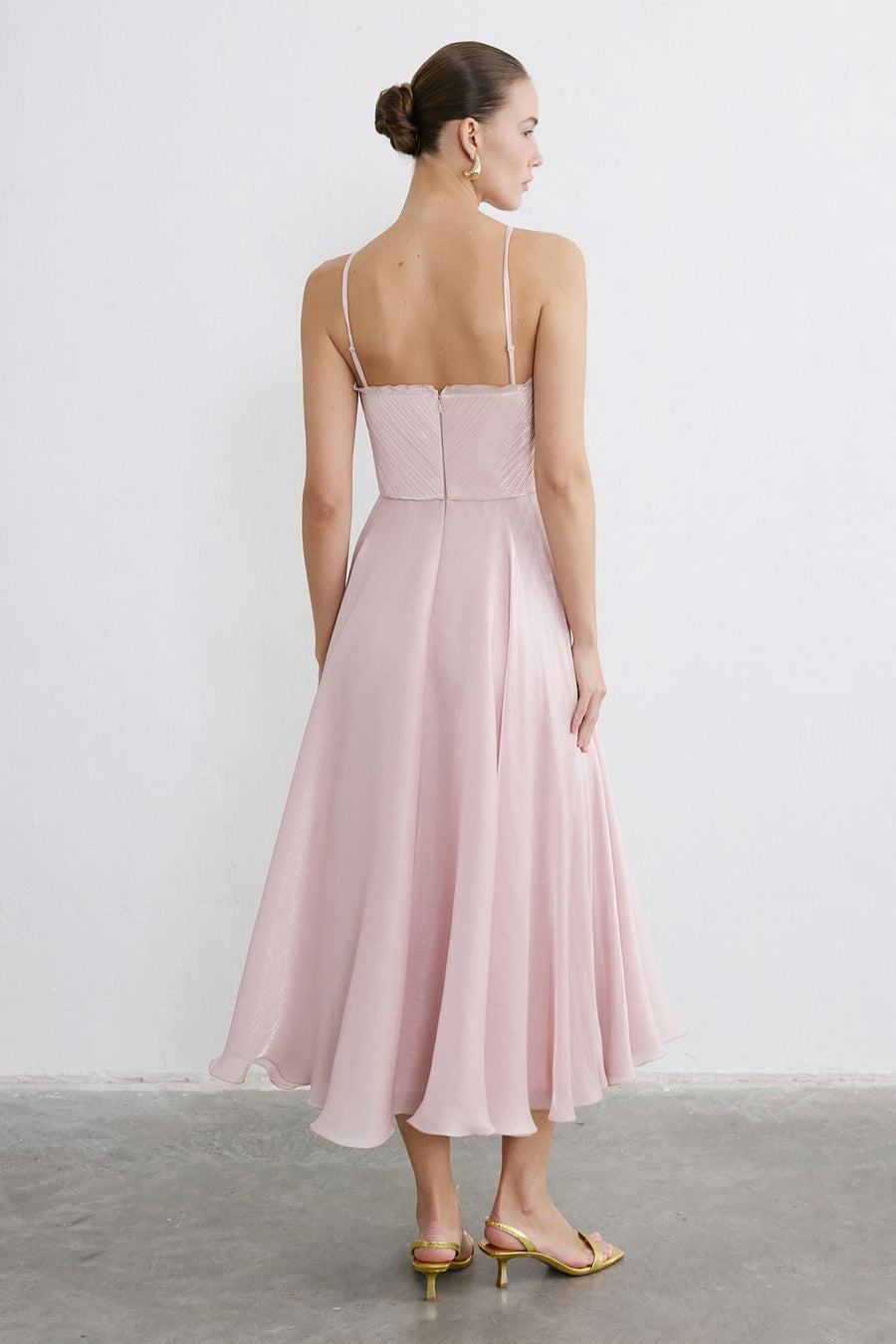 Thin Strap Flared Midi  Dress