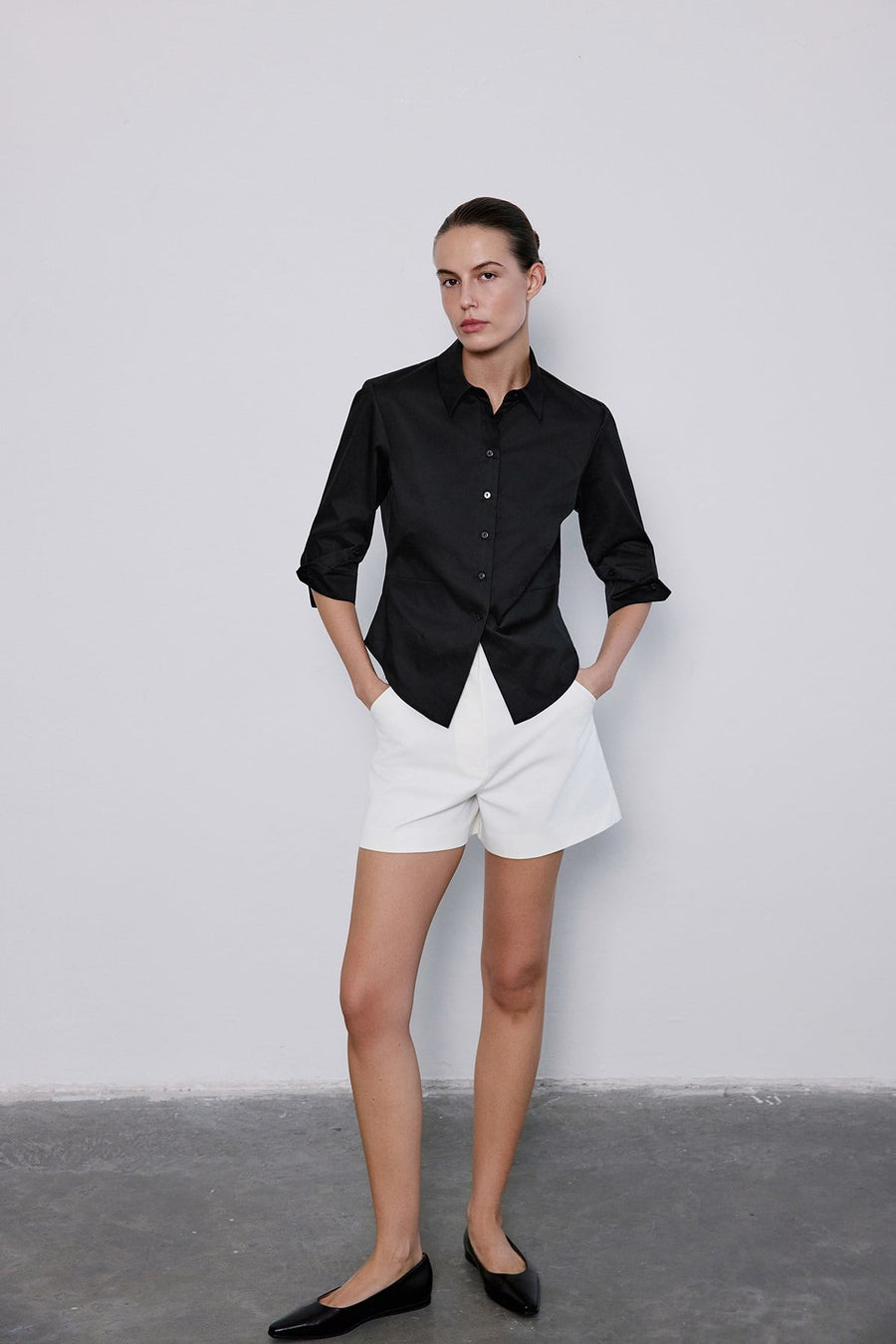 Three Quarter Sleeve Poplin  Shirt