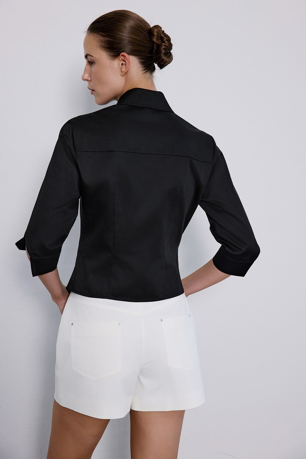Three Quarter Sleeve Poplin  Shirt