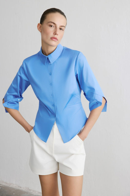 Three Quarter Sleeve Poplin  Shirt