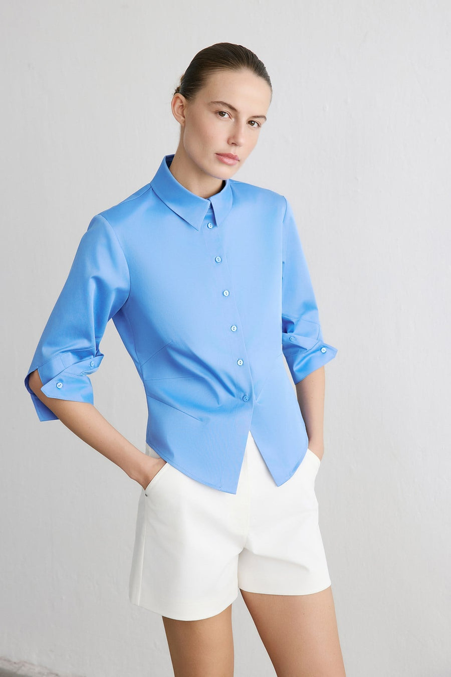 Three Quarter Sleeve Poplin  Shirt