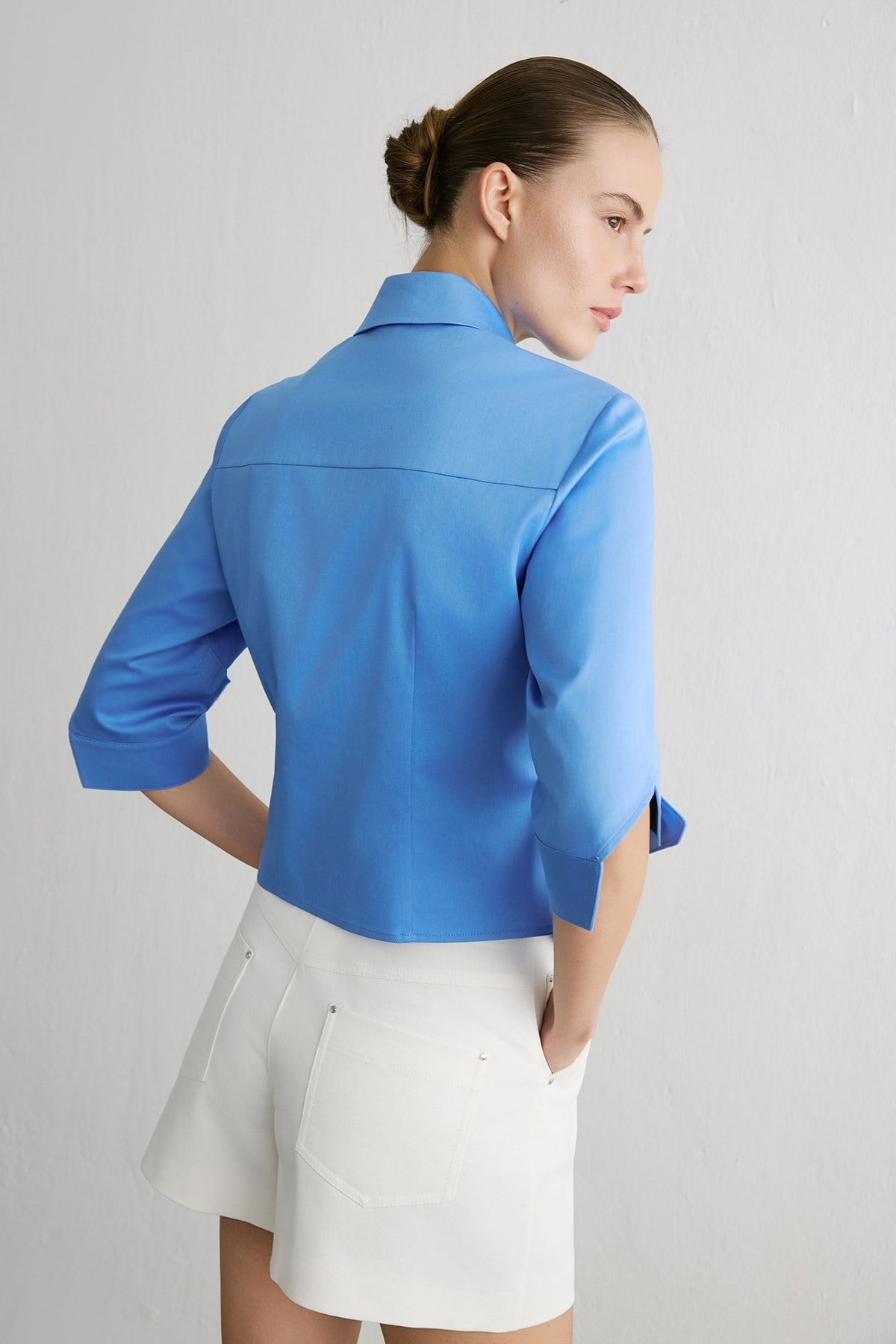 Three Quarter Sleeve Poplin  Shirt