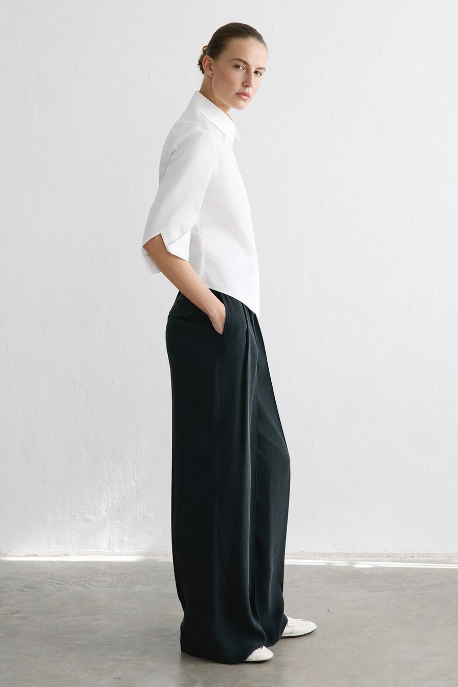 Three Quarter Sleeve Poplin  Shirt