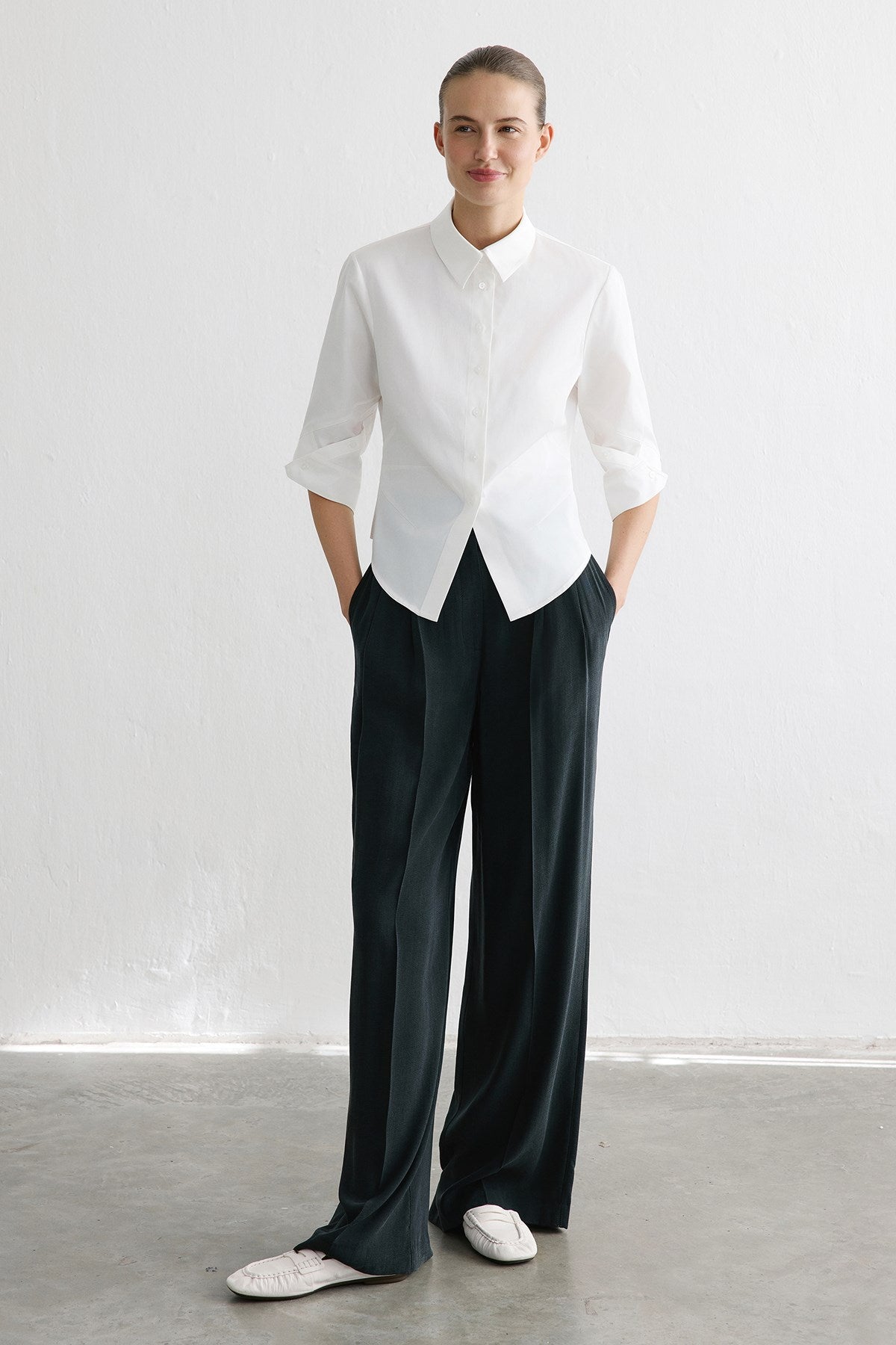 Three Quarter Sleeve Poplin  Shirt