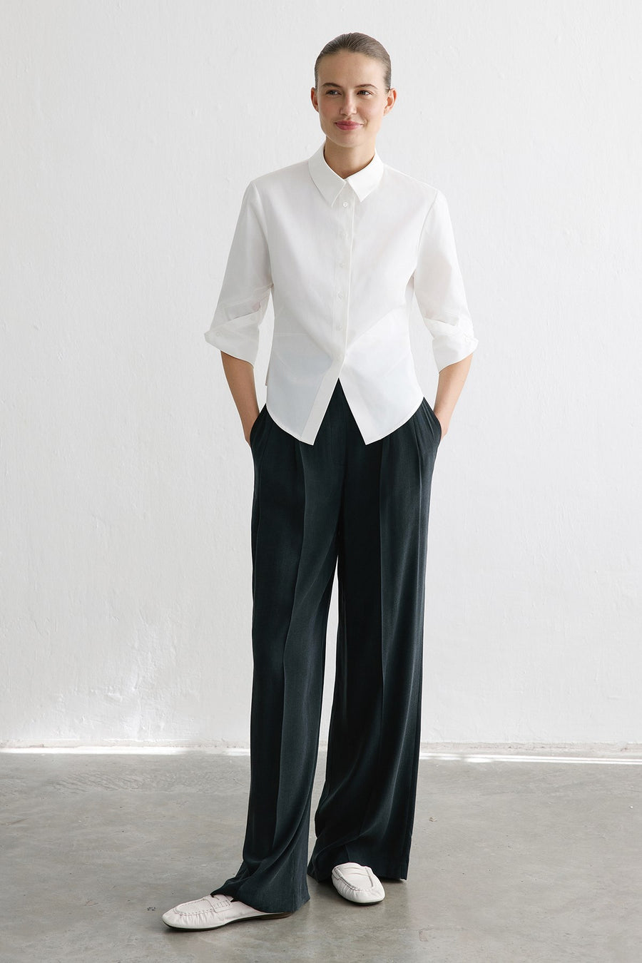 Three Quarter Sleeve Poplin  Shirt
