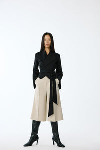 Black Tie Detail Long Sleeve  Shirt