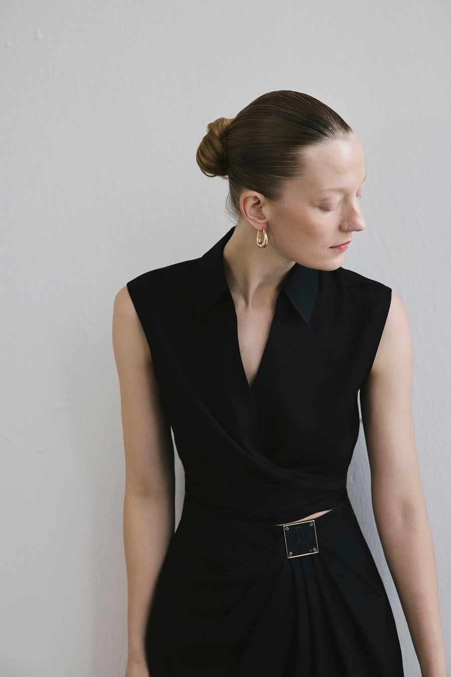 Tie Front Linen Blend  Vest