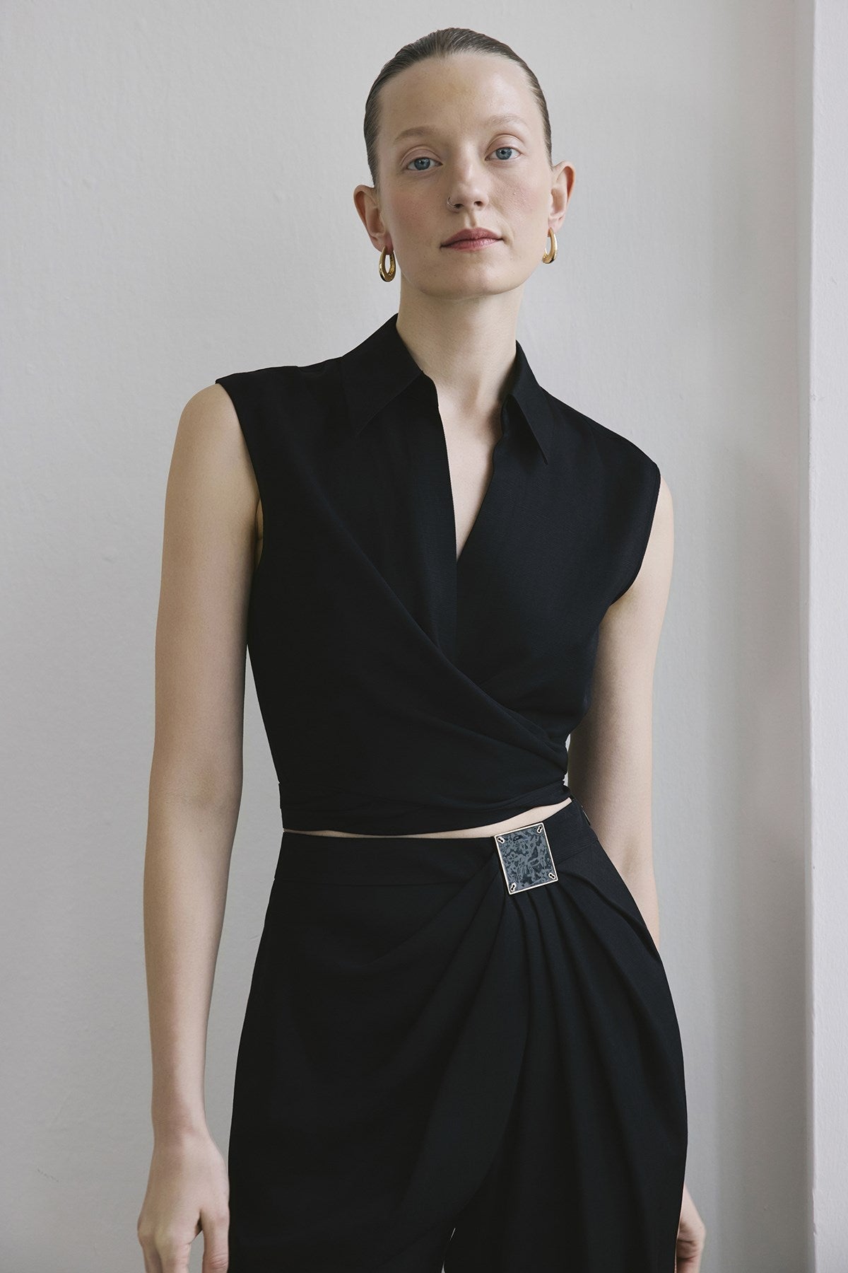 Tie Front Linen Blend  Vest
