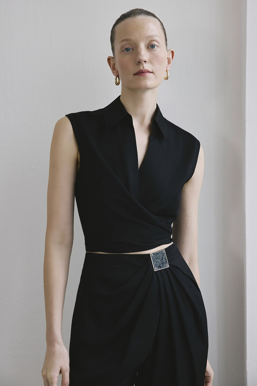 Tie Front Linen Blend  Vest