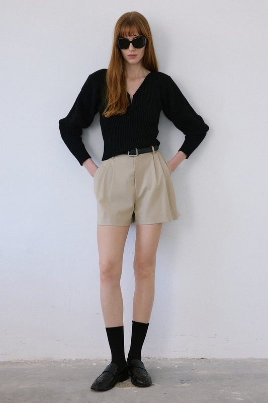 V Neck Ribbed Knit  Sweater